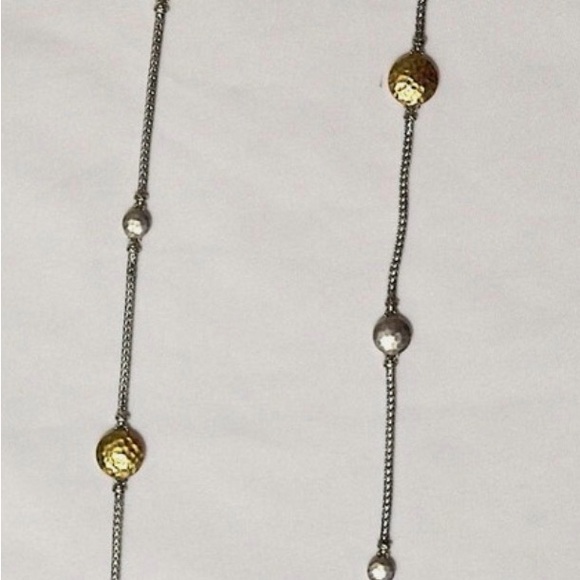 JOHN HARDY DOT HAMMERED SILVER/18K GOLD SAUTOIRVNECKLACE - Picture 4 of 9